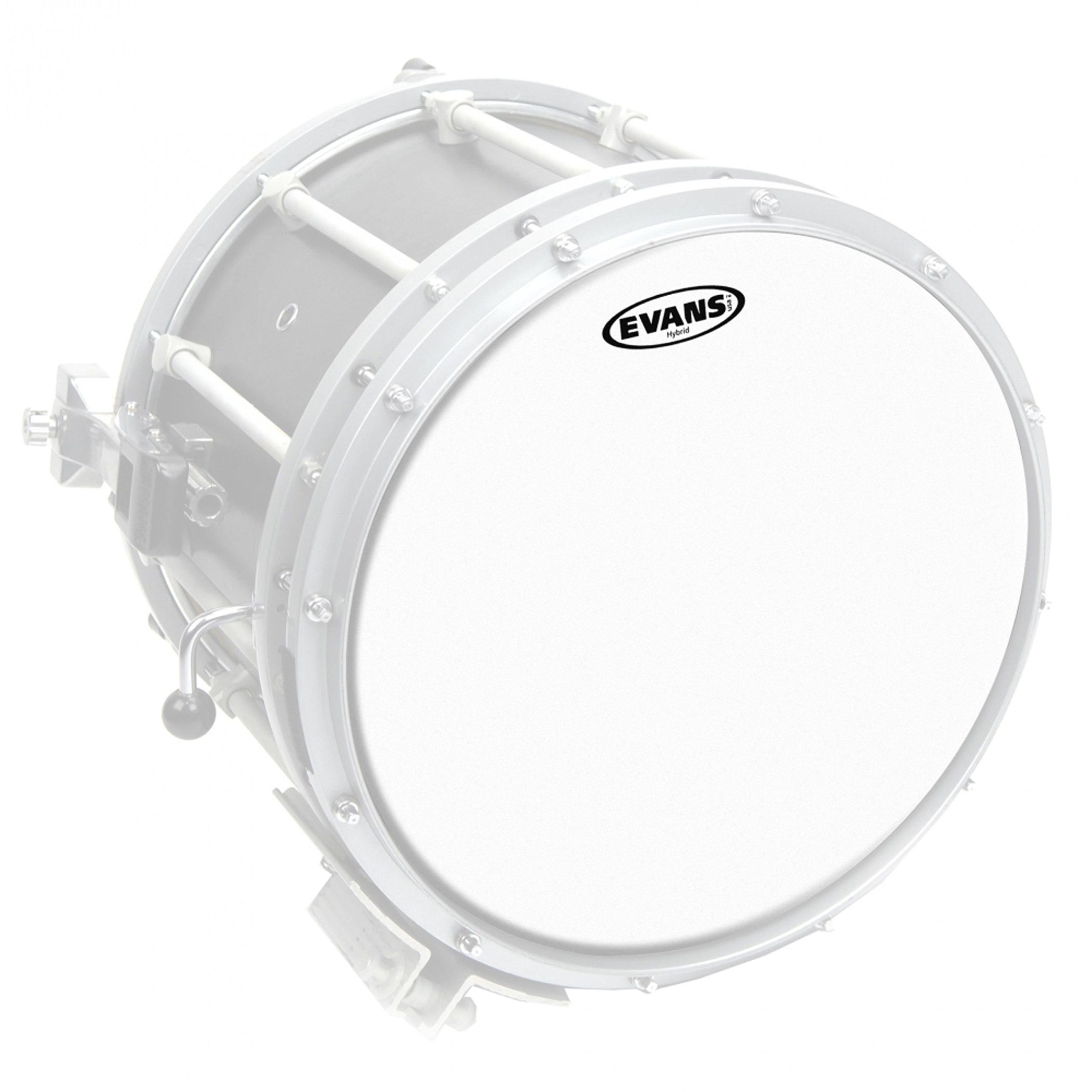 Evans Hybrid Drumhead - Hybrid Marching Snare Drum Head - For Sensitivity, Dynamic Range - Enhances Projection, Durability - White, 13 Inch