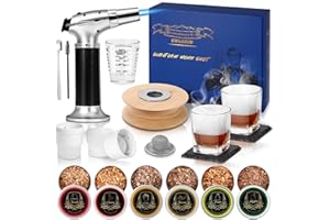 Cocktail Smoker Kit with Torch, 6 Flavors Wood Chips, 2 Glasses, Bourbon Whiskey Smoker Infuser Kit, Old Fashioned Drink Smok