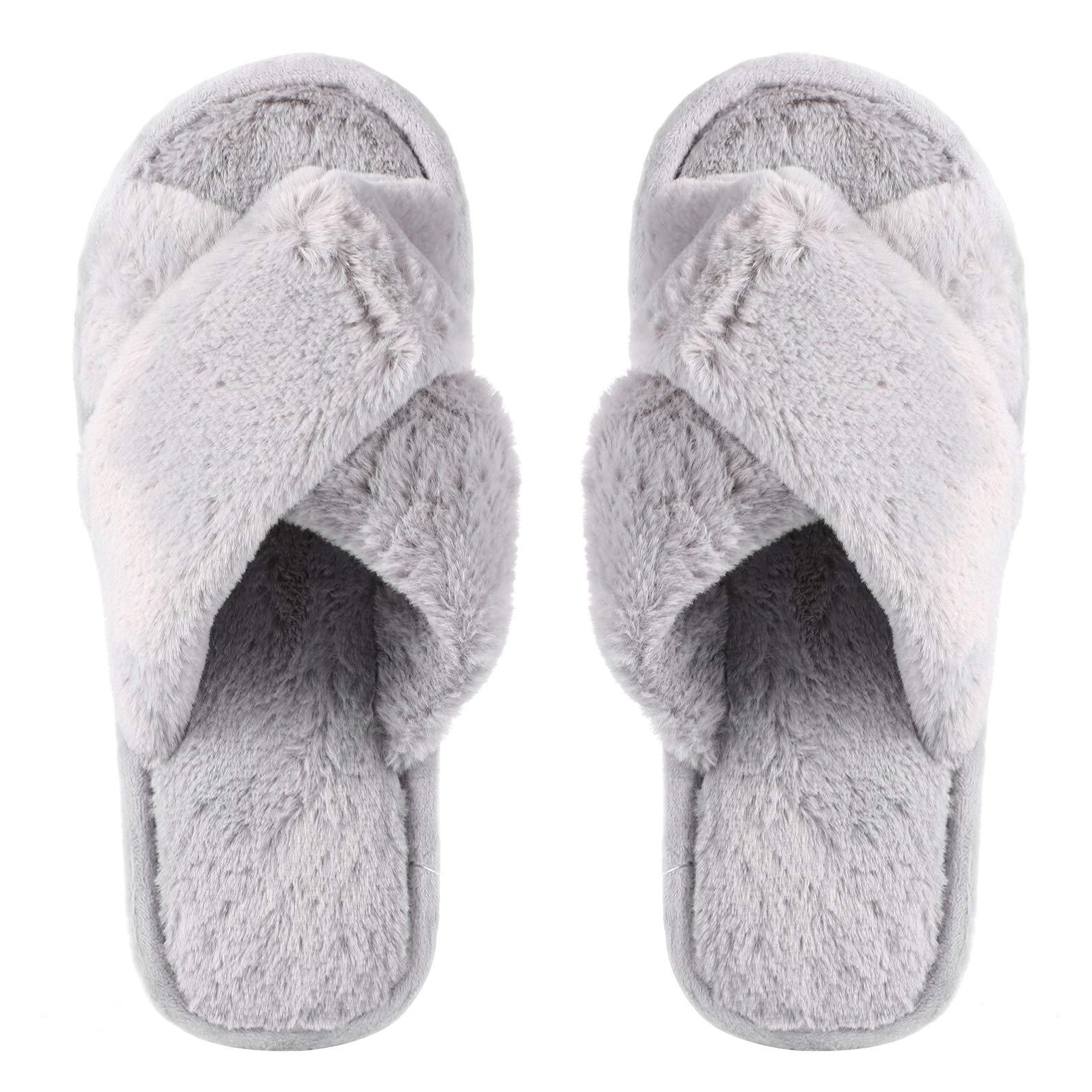 SOIMISS Warm Winter Slippers for Women Comfortable Plush Furry Slippers for Indoor Home Use Non-skid Bottom