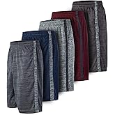 Essential Elements Boys 5-Pack Active Athletic Performance Basketball Shorts with Pockets