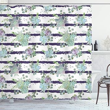 Amazon Com Ambesonne Succulent Shower Curtain By Natural Cactus