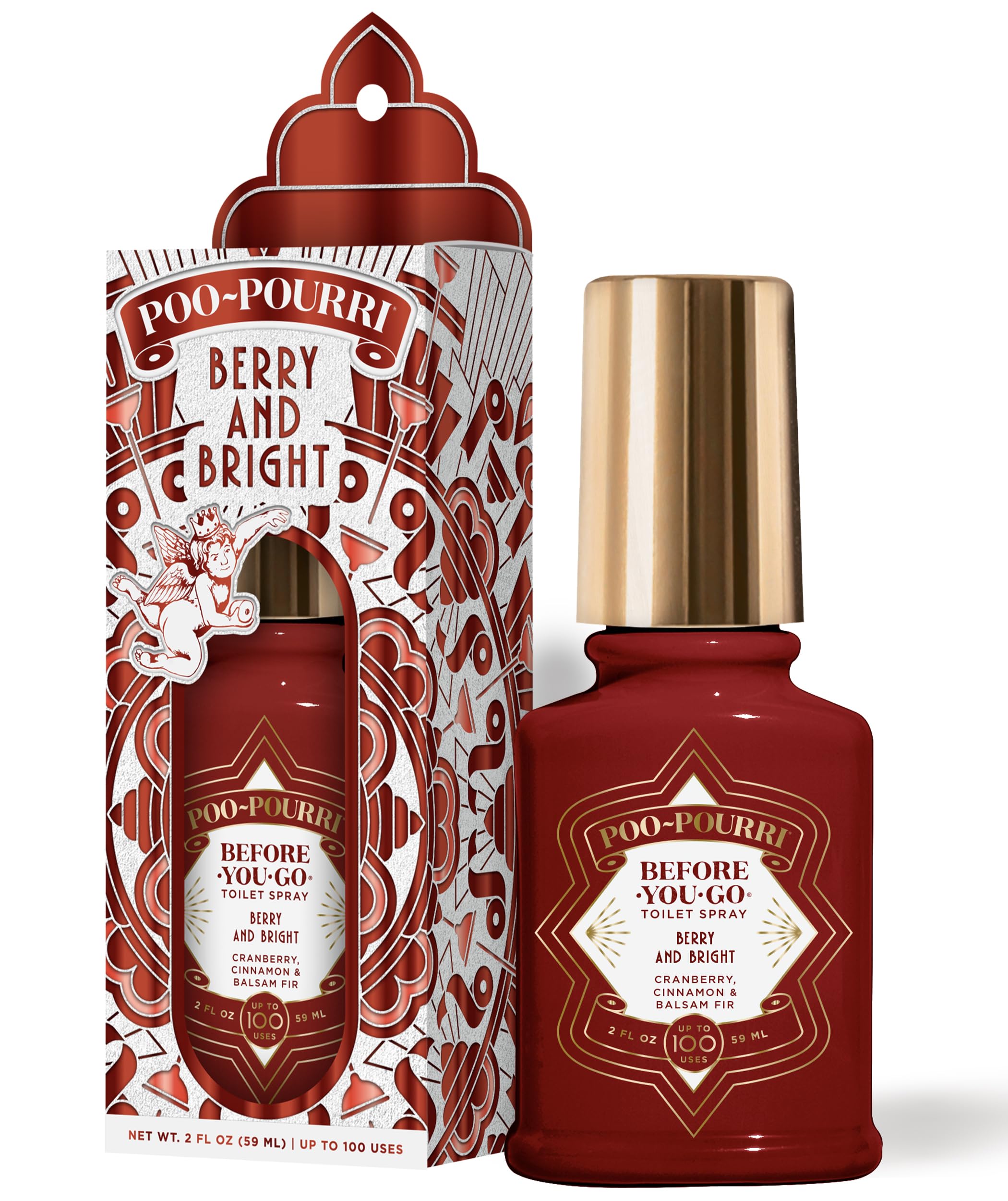 Poo-Pouri Before-You-Go Holiday Toilet Spray, Berry and Bright, 2 Fl Oz - Cranberry, Cinnamon and Balsam Fir