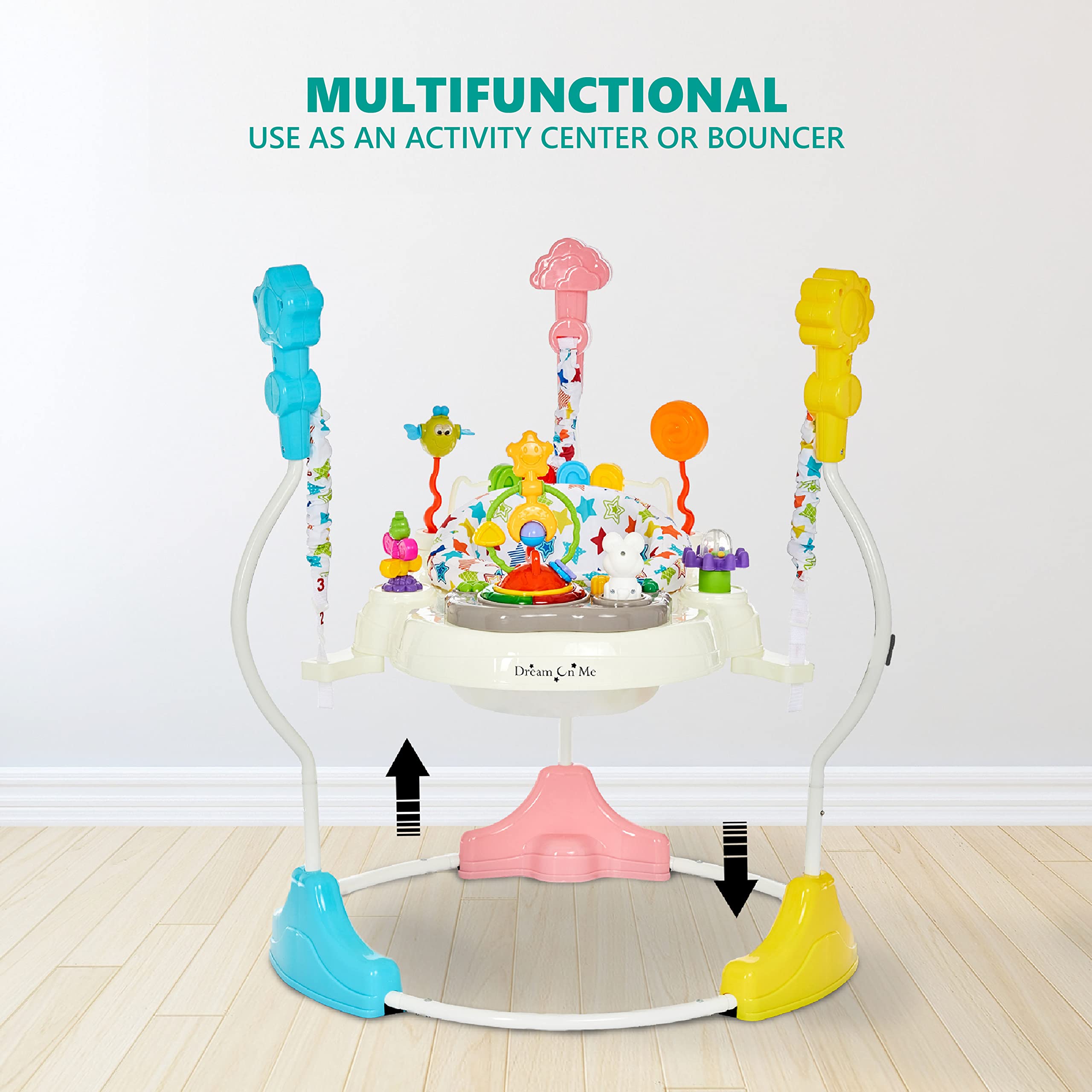 Dream On Me Zany 2-in-1 Activity Center and Bouncer in Star Print