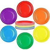 ADXCO Paper 72pcs 7inch Rainbow Plates, Waterproof, Durable, Disposable Party Supplies for Birthday, Picnic, Baby Shower, All Seasons, 6 Colors