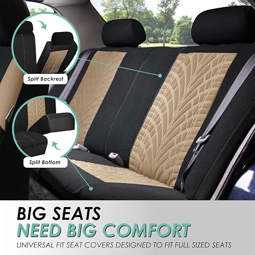 FH Group Universal Car Seat Covers – Front Set, Cloth, Airbag Compatible, Beige/Tan - View #12