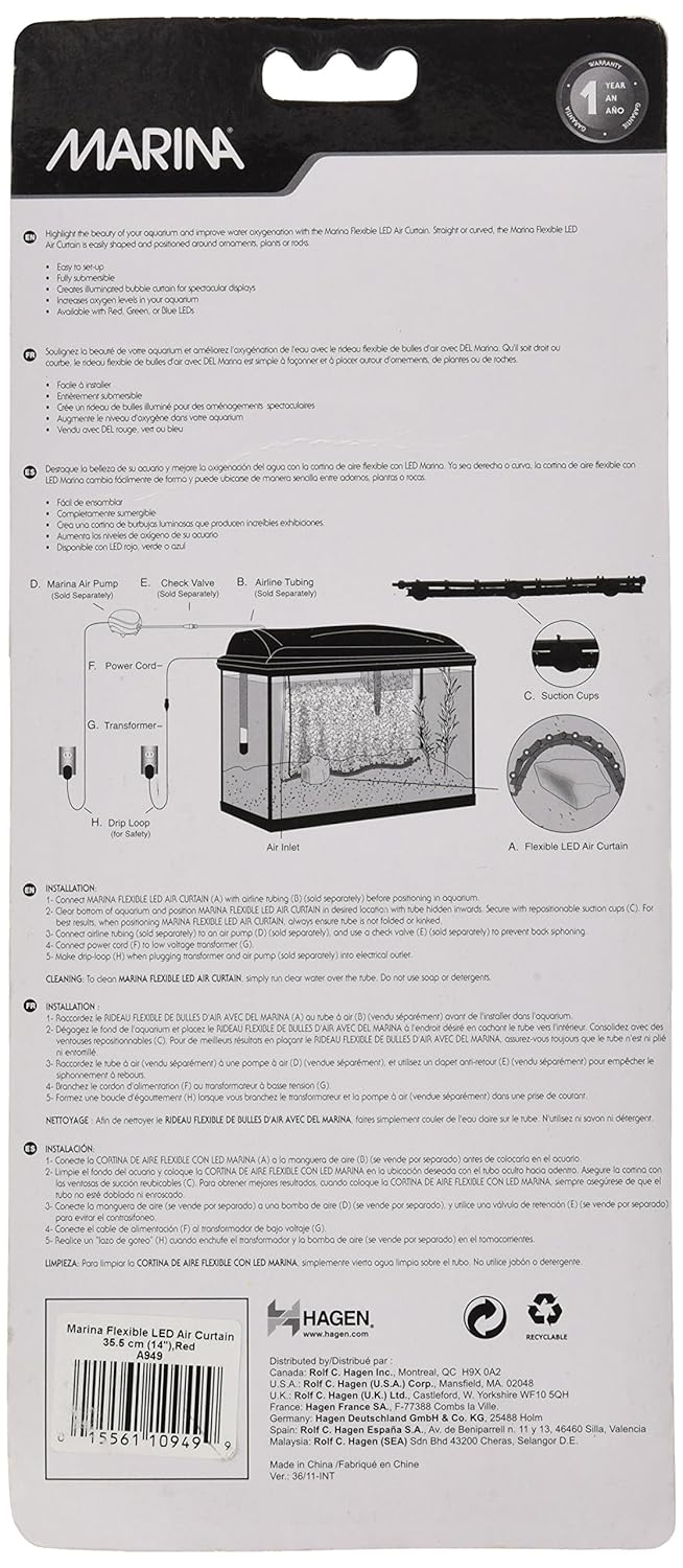 Marina Flexible Led Air Curtain 14 Inch Red Amazon Co Uk Pet