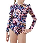 blibean Girls Rash Guard Swimsuits Two Piece Bathing Suit Long Sleeve Swimwear Size 6-15 Years