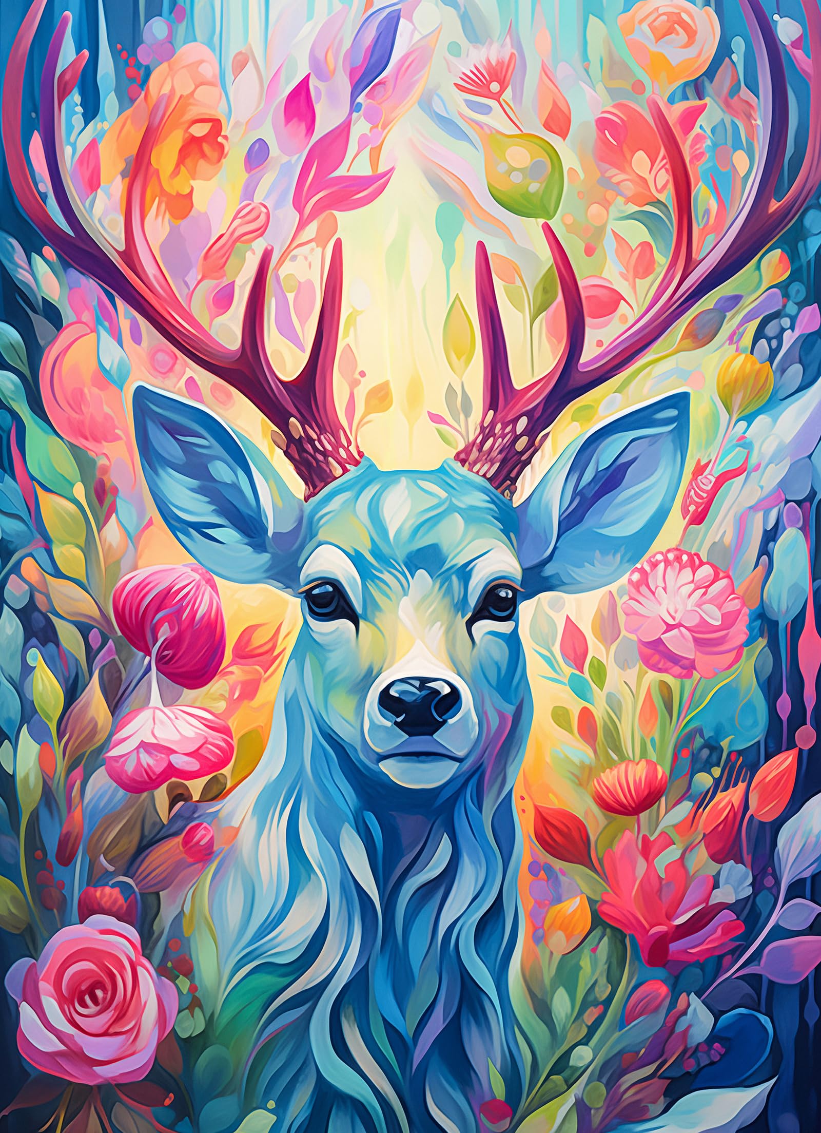 1000 piece jigsaw puzzles for adults-Geometric Colorful Deer Jigsaw Puzzle for Teens Fantasy Puzzles for Adults Brain Teaser Jigsaw Puzzle Game Toy Gift