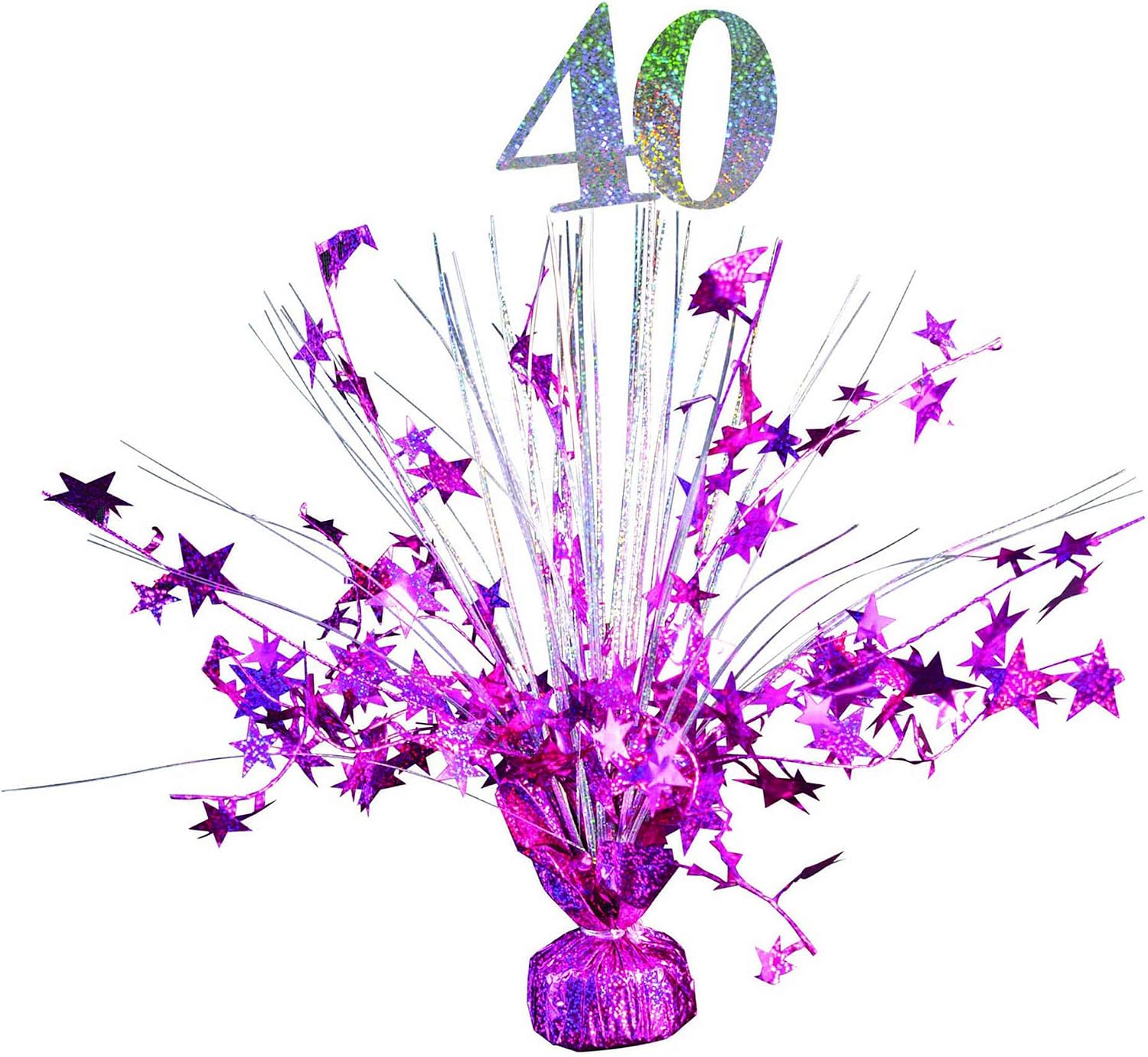 Forum Novelties SK99604 Balloon Weight 40, Hot Pink/Silver Holographic