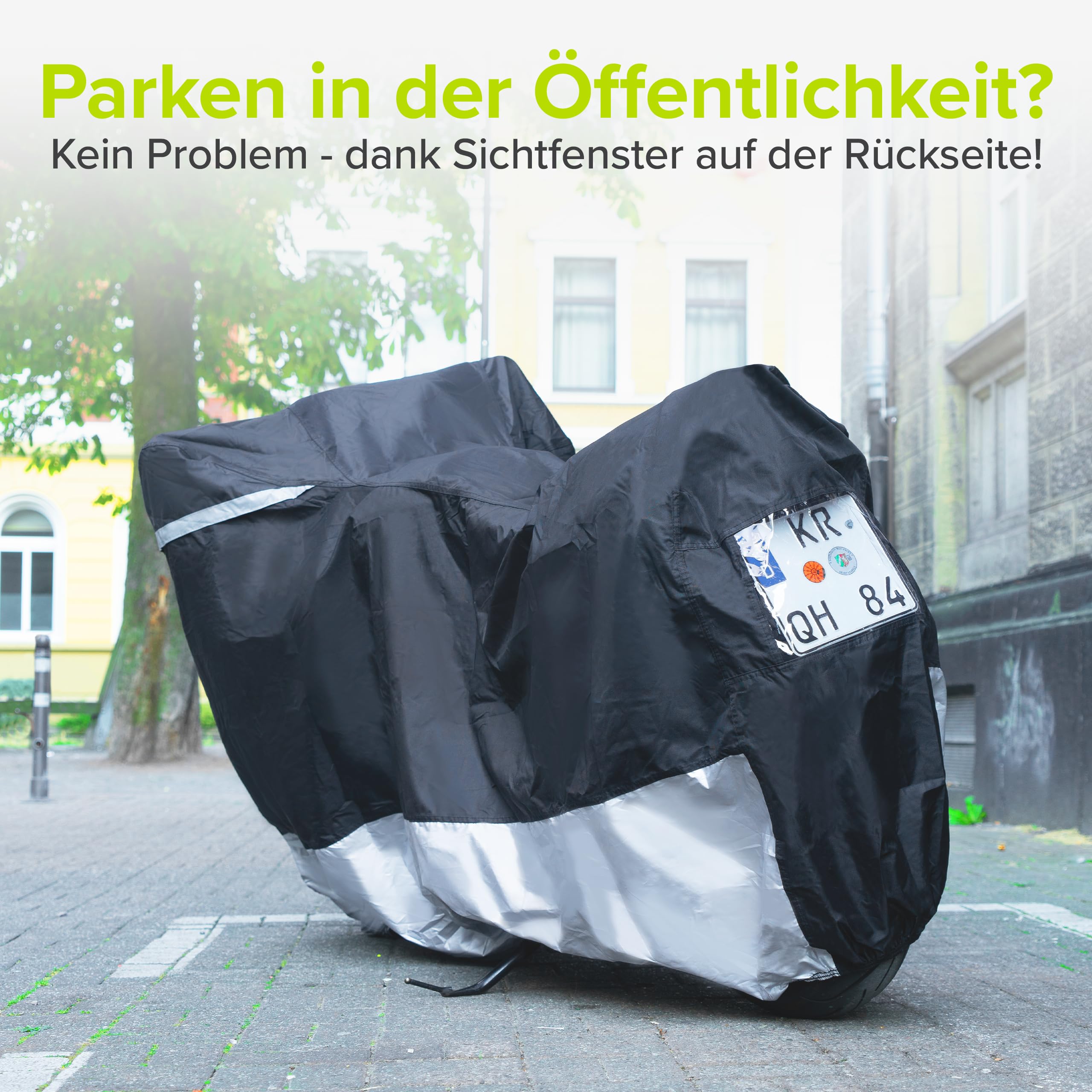 VELMIA Motorrad Abdeckplane - Extrem Hitzebeständig Bis 300° - Winterfest für In- & Outdoor, Vespa, Moped - Motorradgarage 4