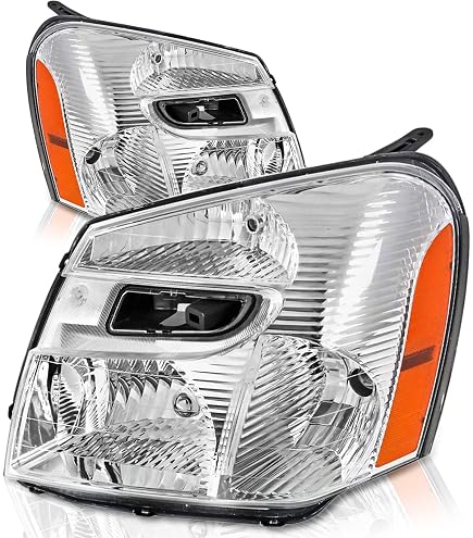 SEBLAFF Chrome Headlight Assembly Left And Right Side Replacement For Equinox 2005-2009 With Amber Corner Headlamp 15888058 15888059