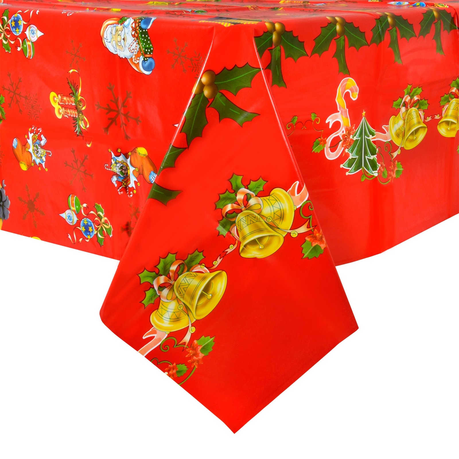 Mr Crimbo Red Christmas Wipe Clean PVC Vinyl Tablecloth Table Cover Protector 140x240cm