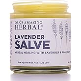 Lavender Salve Ointment, Sleep Balm, Lavender Essential Oil, Aromatherapy for Relaxation Anxiety Relief & Massage, Dry Skin Hand Repair Cream Calendula Coconut Oil, Ora's Amazing Herbal, 4 oz
