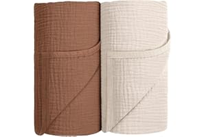 Susurration Muslin Swaddle Blanket Baby,100% Cotton Baby Receiving Blanket Soft Thin Baby Swaddle Blanket for Unisex Newborn 40x40in 2Pack (Dark Brown)