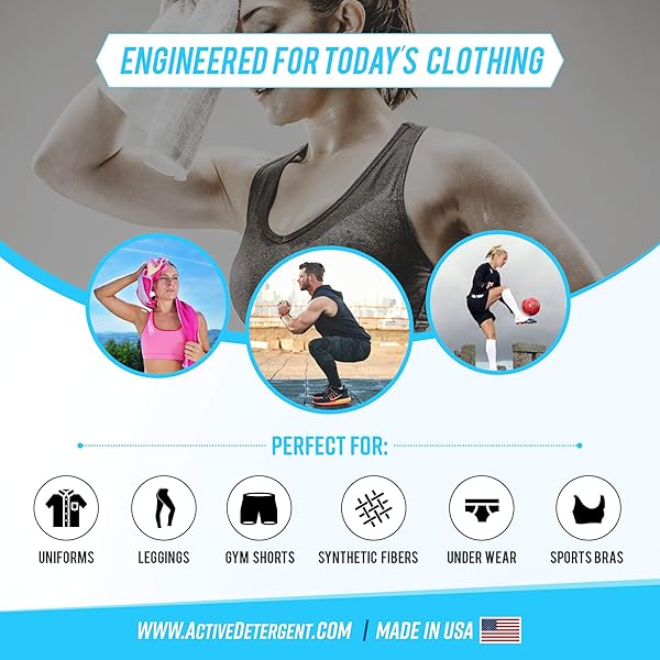 ACTIVE WEAR LAUNDRY DETERGENT & SOAK – FORMULATED FOR SWEAT AND WORKOUT CLOTHES – NATURAL PERFORMANCE CONCENTRATE ENZYME BOOSTER DEODORIZER – POWDER WASH FOR ACTIVEWEAR GYM APPAREL (90 LOADS)