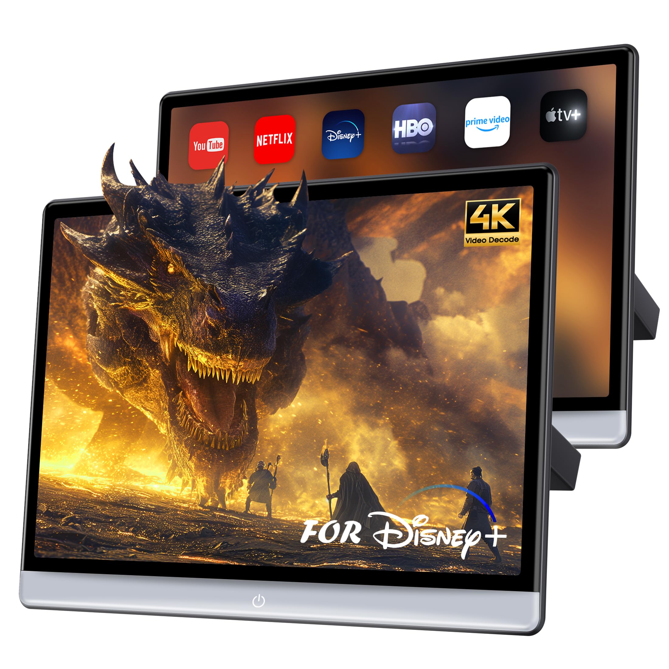 Photo 1 of WONNIE 16" Car TV Headrest Monitor for Back Seat, 4K Android Tablet Portable Rear Entertainment System, Phone Wireless Mirror Link Touch Screen, with WiFi/Bluetooth/HDMI/USB/Video Player (16" x 2)