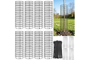 8 Pack Tree Protectors from Deer, Tree Guards Trunk Protector with Cable Tie, Stakes, Expandable Metal Guards Enclosure from 