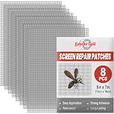 8 Sheets Window Screen Repair Patches Black 7" x 5" Fiberglass Mesh Tape | Heavy Duty Fiberglass Screen Repair Patches, 7"x5" Self-Adhesive, Quick Fix for Window Screen Tears &amp; Holes, Black