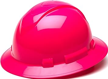 pink full brim hard hat