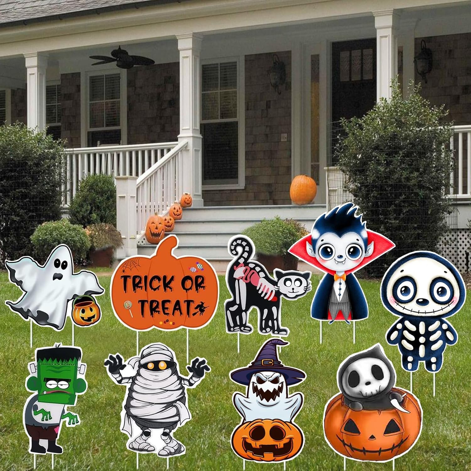 Yard Signs - GQYAYQG 9 Pcs Halloween Yard Signs, Halloween Outdoor Decorations Yard Signs Stakes for Outdoor Garden Lawn Yard Porch Pathway Ornaments