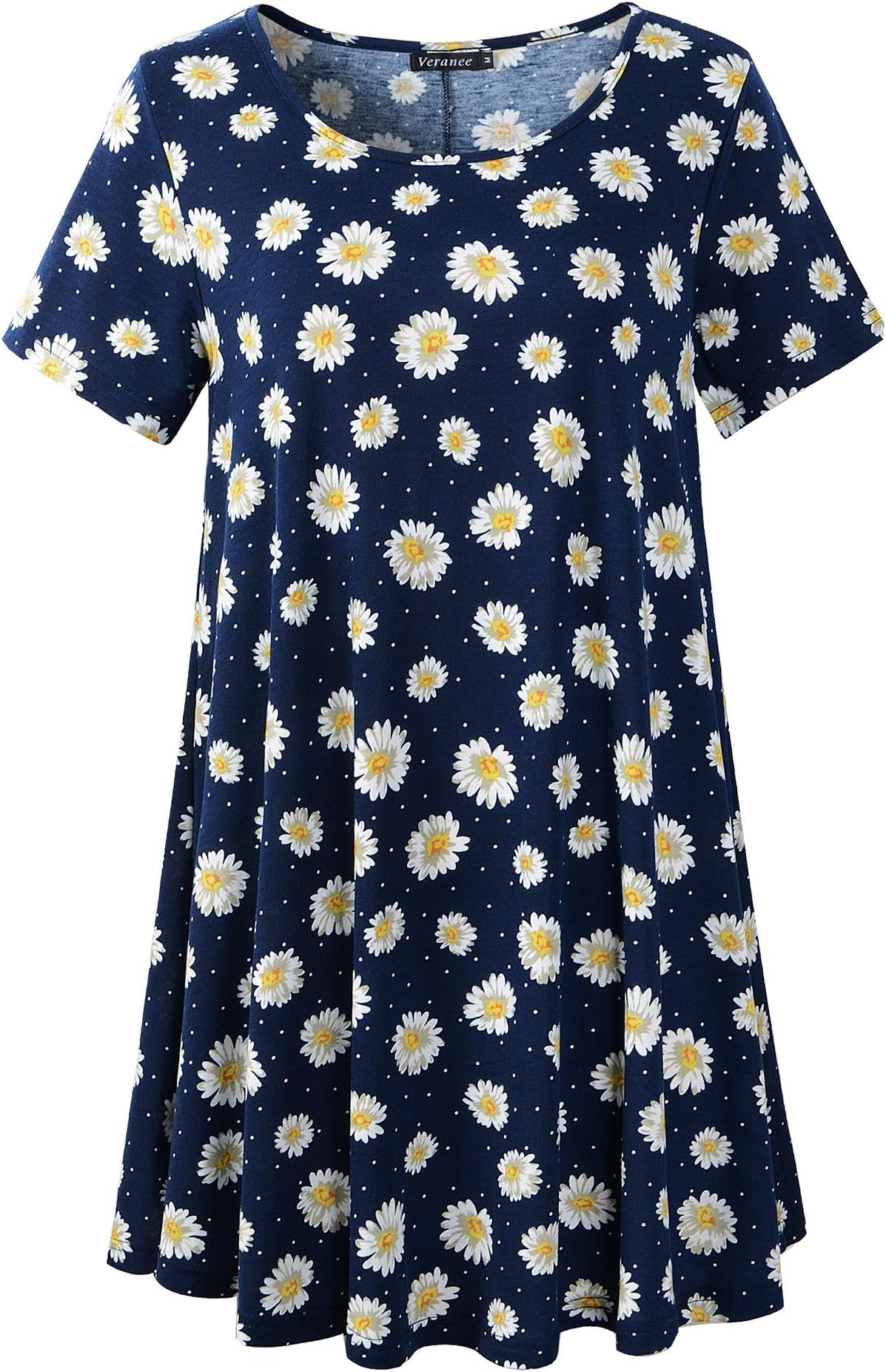 Women 's Plus Size Swing Tunic Top 3/4 Sleeve Floral Flare T-Shirt