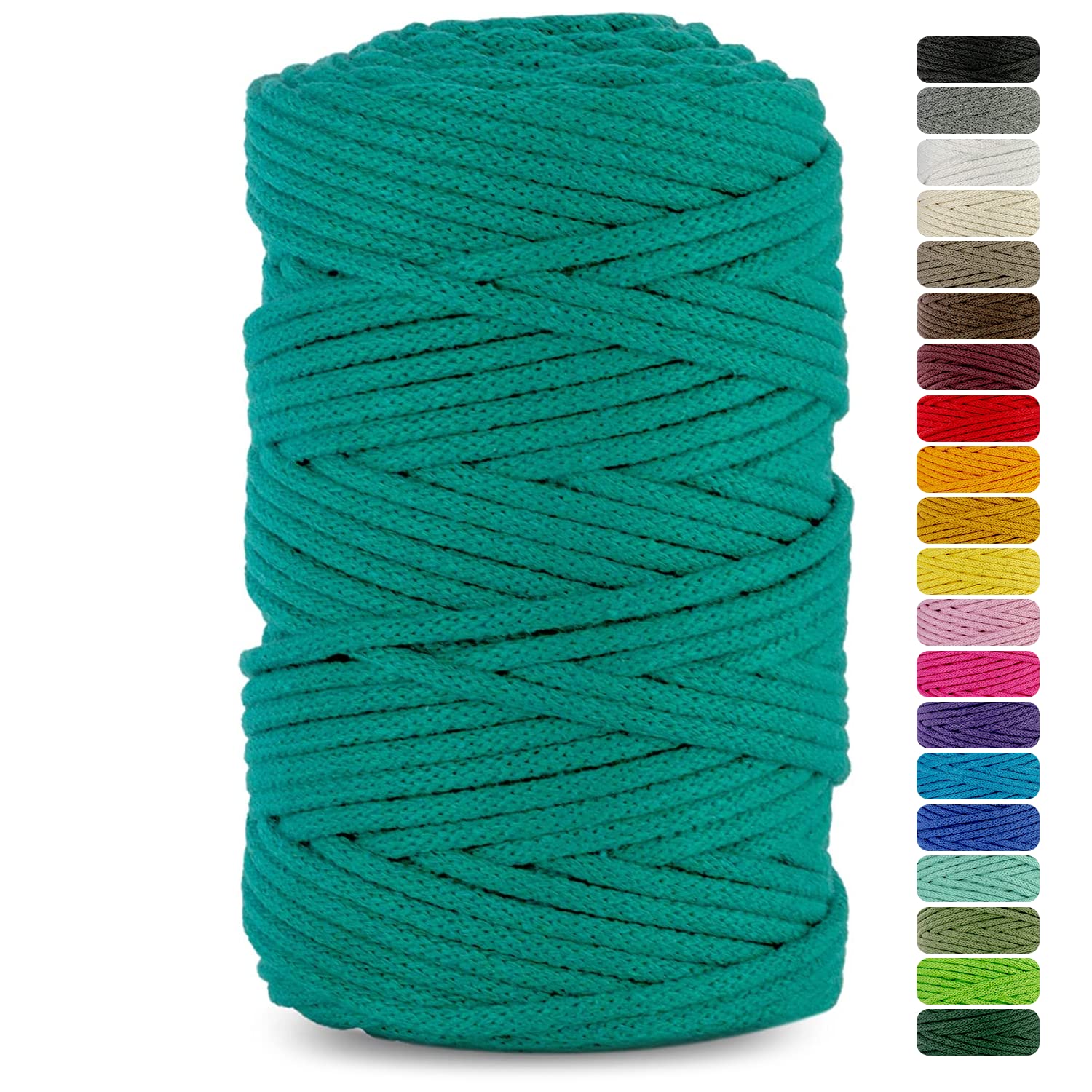 Netuno 1x Macrame Cord Braided Macramé Yarn Turquoise 5 mm x 100 m 0,2 inch x 3 937 inch Natural Twine String Cotton Cord Ideal Project Hanging Baskets DIY Handbags Decoration
