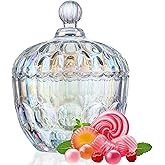 kanpura 650 ml/22 oz Large Glass Candy Dish with Lid Crystal Candy Bowl Decorative Storage Jar for Office Desk, Jewelry Box, Biscuit, Christmas, Wedding, Birthday Gift for Women (Colorful)