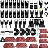 159PCS Oscillating Saw Blades with Sandpaper, Titanium Multitool Blades | Universal for Wood/Plastics/Metal, Quick Release Multi Tool Kits Compatible with Dewalt, Ridgid, Ryobi, Rockwell