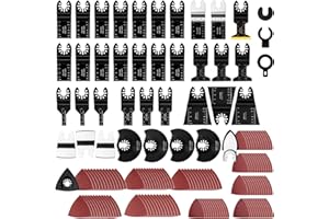 PETOX 159 PCS Oscillating Saw Blades with Sandpaper, Universal Titanium Multitool Blades for Wood/Plastics/Metal, Quick Release Multi Tool Kits Compatible with Dewalt, Ridgid, Ryobi, Rockwell