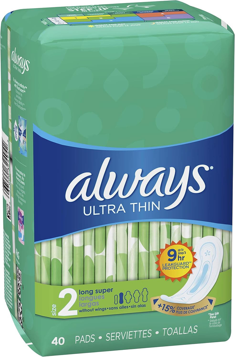 ALWAYS Ultra Thin Size 2 Super Pads Without Wings Unscented, 40 Count (Pack of 3): Health & Personal Care