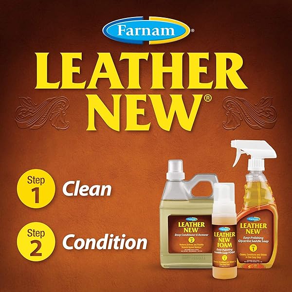 FARNAM LEATHER NEW DEEP-CLEANING CONDITIONER AND RESTORER FOR SADDLES AND LEATHER, 32 OUNCES