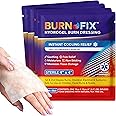 Burn-Fix- 4 Pack-Burn Gel Dressing 4 x 4" Burn Care Cream First Aid Treatment. Immediate Pain Relief Hydrogel Burn Dressing for 1st, 2nd Degree Burns, Razor & Sunburns for Home, Work, Fire, EMS