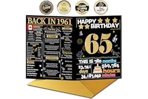 65th Birthday Card with Envelope,65th Birthday Decorations for Women Men,Birthday Gifts for Mother Dad,Happy Birthday Cards F