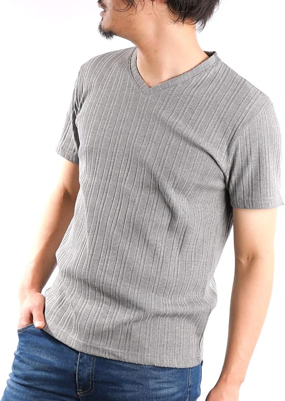 Amazon スコーネ Skkone 半袖tシャツ メンズ Vネック テレコ 無地 スリム 細身 黒 白 グレー 春 夏 カットソー インナー トップス メンズtシャツ Vネックtシャツ カジュアル 綺麗目 お洒落 Tシャツ カットソー 通販