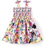 Disney Princess Frozen Elsa Minnie Stitch Toddler Girl Dress Bow Tie Straps Smocked Summer Outfit Birthday Party Clothes 2-9Y