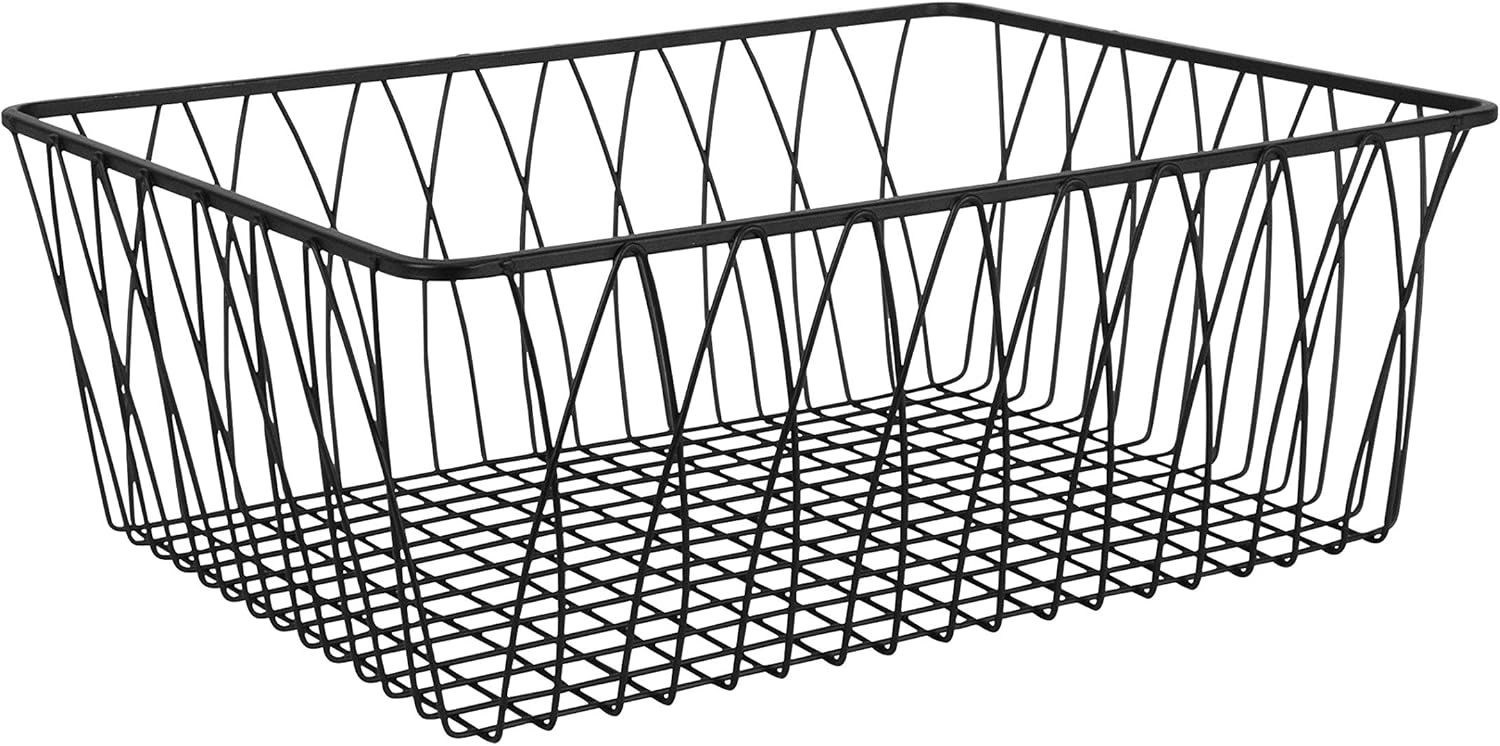 Spectrum Diversified Twist Medium Rectangle Open Design Bin for Every Room, Multipurpose Storage Basket for Office, Kitchen, Bathrooms & More with Durable Steel Construction, Black