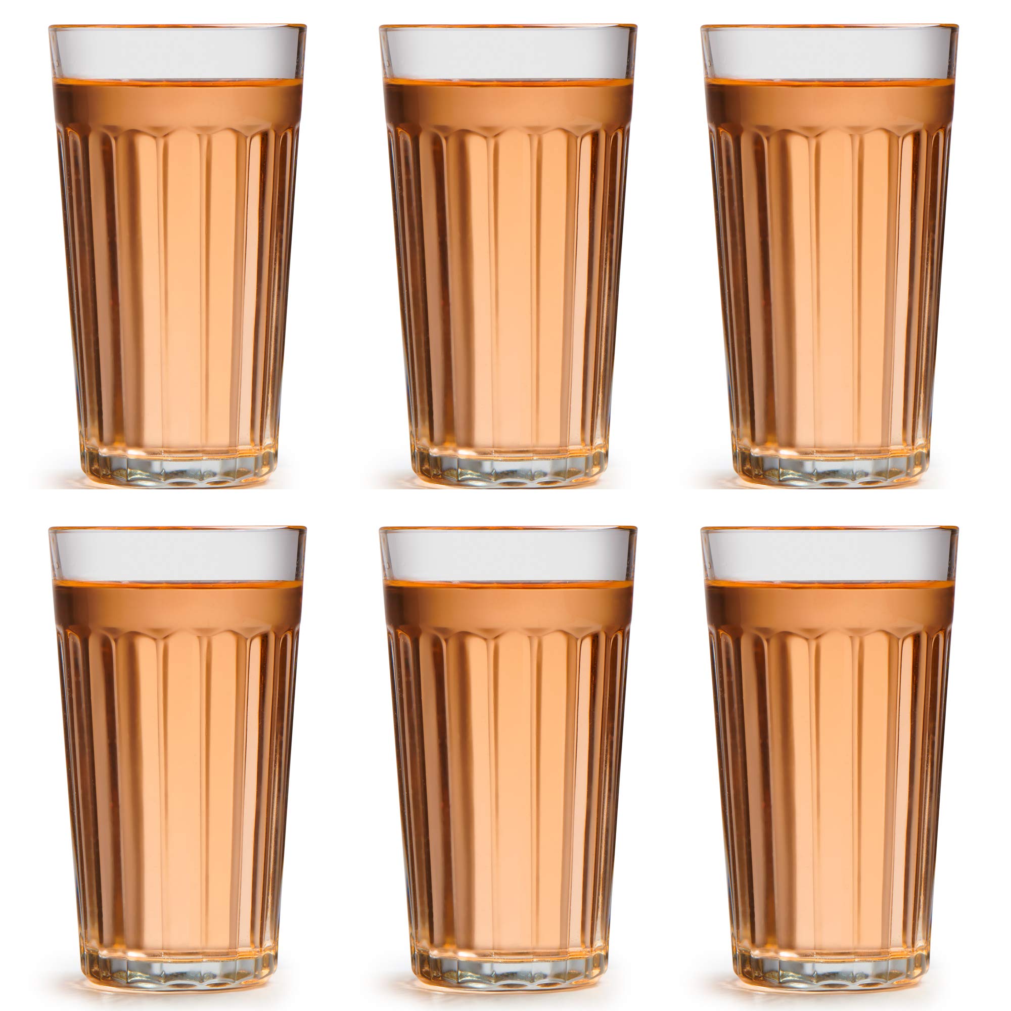 Libbey Long Drink Glass Paneled - 470 ml / 47 cl - 6 Pieces - Dishwasher Safe - Timeless Design