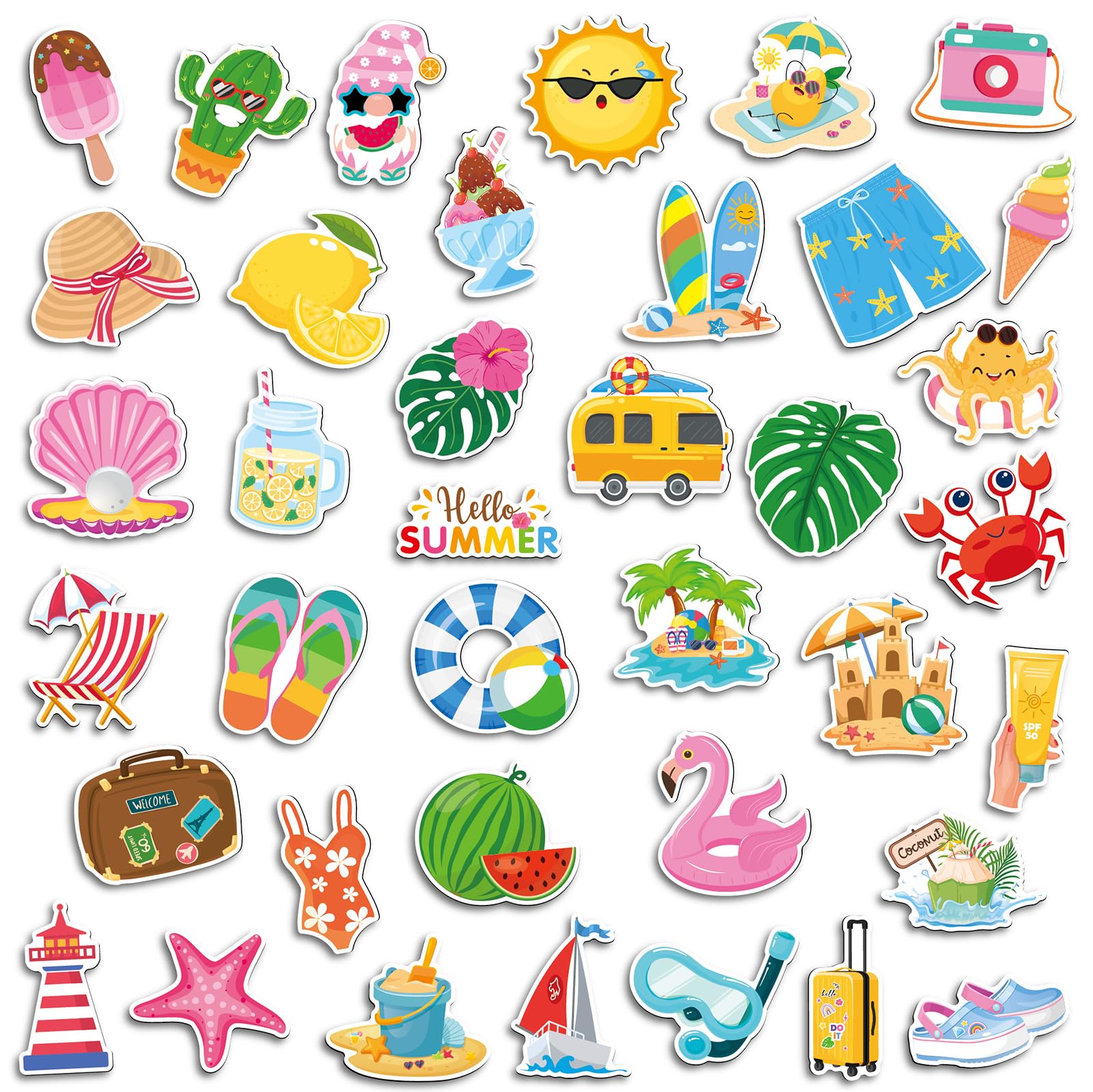 Photo 1 of 38 Pcs Summer Cruise Door Decorations Magnetic Flamingo Gnome Palm Tree Hawaii Tropical Magnetic Stickers for Refrigerator Car Cabin Kitchen