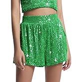 Haloumoning Girls Sequin Shorts Sparkly High Waisted Wide Leg Flowy Party Shorts 5-14 Years