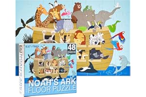 BLUE PANDA Educational Learning Floor Adventure - 48 Piece, 2 x 3 ft, Multicolor, Noah's Ark - Preschool Learning & Toddler Development