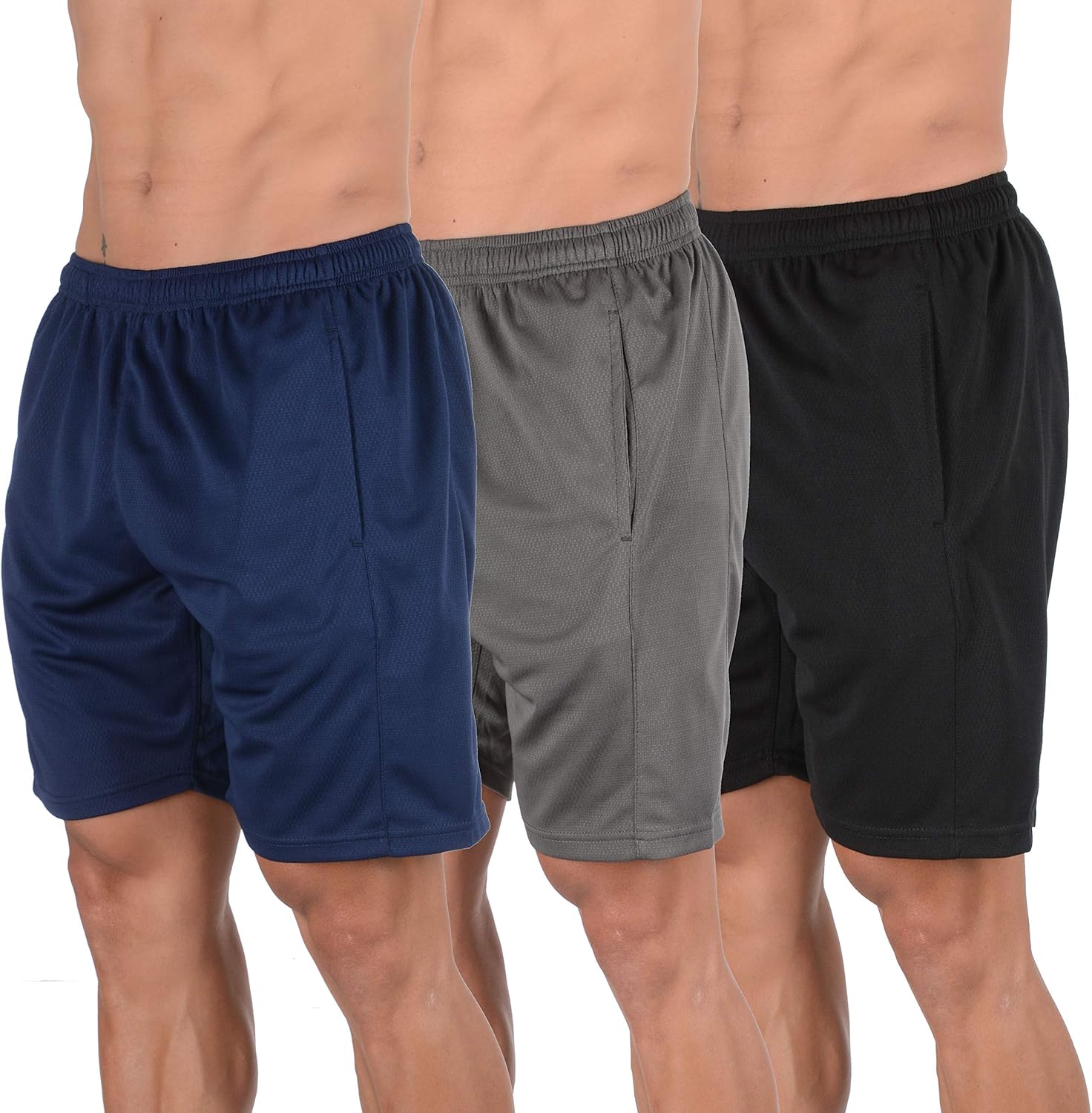 YoungLA Mens Shorts Pack of 3 Athletic Basketball Gym Workout Running