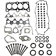 ES71023 CPWK105 Cylinder Head Gasket Set with Head Bolt Kit, Compatible with Hyundai Accent Kia Rio 1.6L DOHC 16v 2006-2011#O