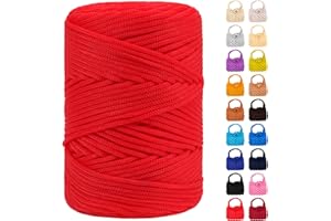 LEREATI Polyester Macrame Cord 3mm x 185yards, Braided Macrame Cord Polypropylene Silk Cord, Crochet Bag Polyester Yarn for Crocheting, Bag, Wall Hangings, Rug, DIY Crafts (Red)