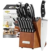 McCook® Knife Sets, German Stainless Steel Kitchen Knives Set with Built-in Sharpener and Wooden Block