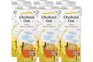 Chobani Oat Milk, Plain Oat Barista Edition, Shelf Stable Non Dairy Milk, Creamer, Vegan Friendly, Gluten-Free, 32 FL OZ (Pack-6)