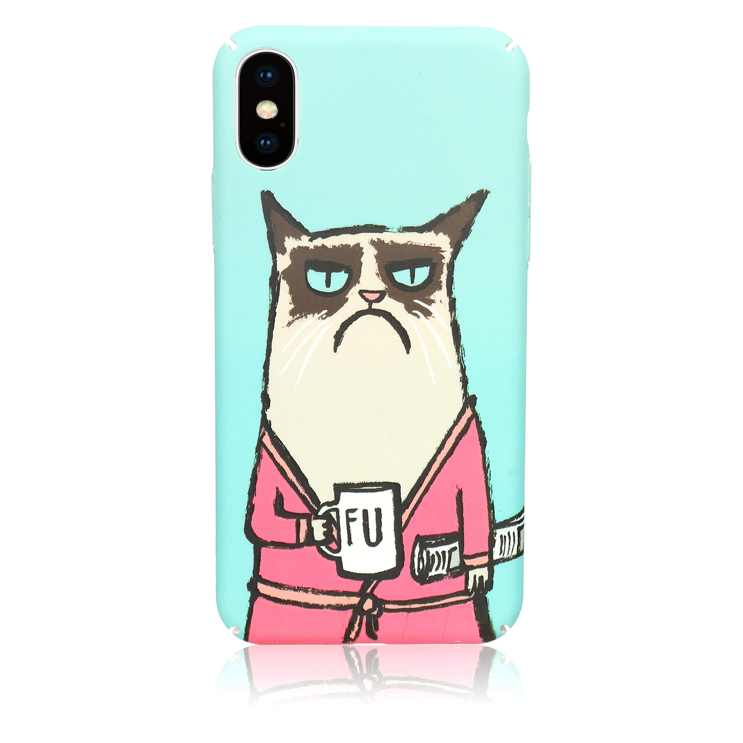 BeFunky Funky/Cool/Funny Cartoon Printed Designer Slim Light Weight [Matte] Back Cover Case for Apple iPhone X, iPhone Xs (Sad Cat)