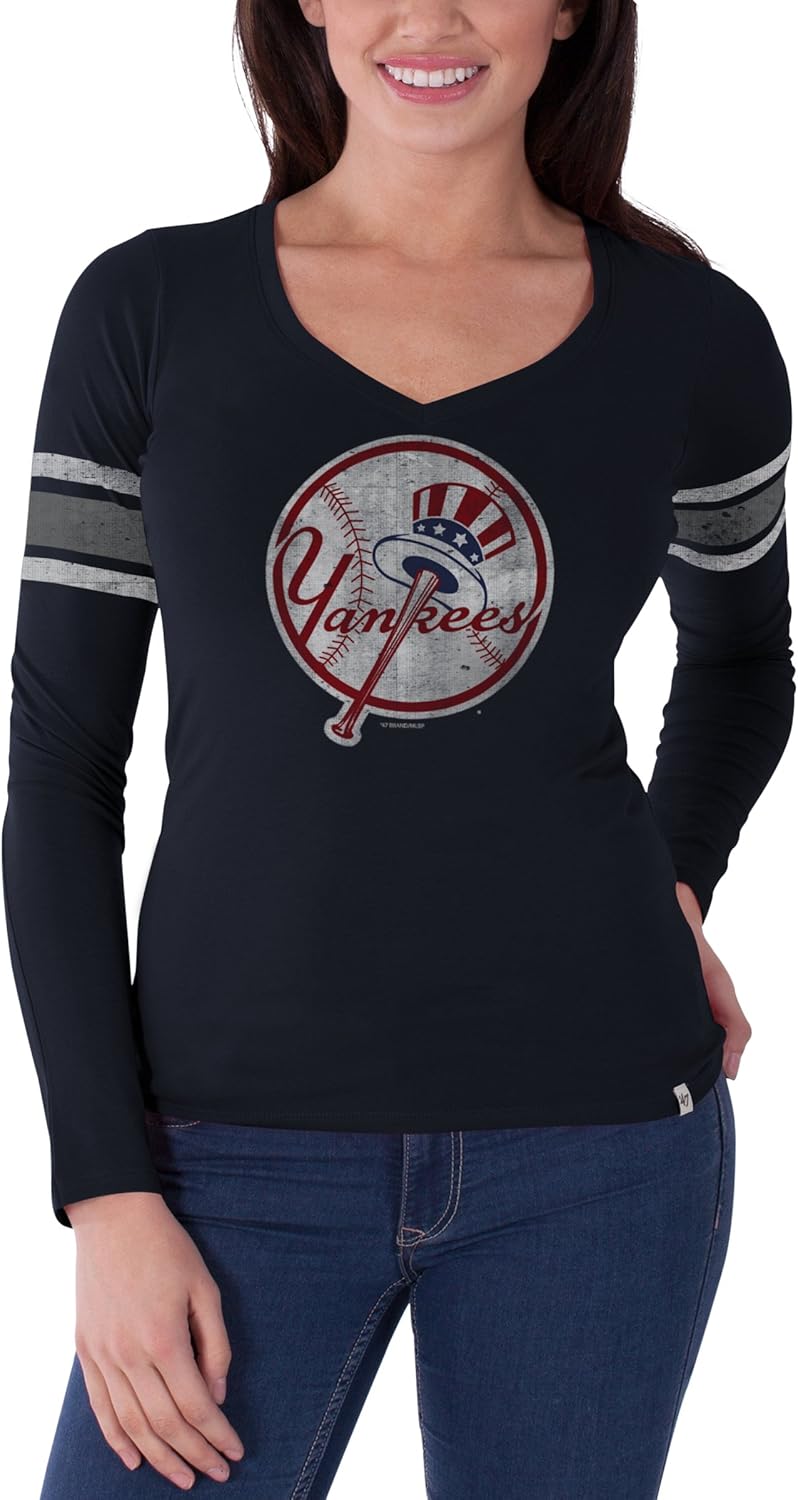 MLB New York Yankees '47 Brand Women's Homerun Long Sleeve Tee, Style 2, Small