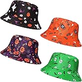 Blosssound 4 pcs Halloween Bucket Hat for Women Men Funny Fishing Hat Beach Cute Fisherman Cap Holiday Party Outdoor