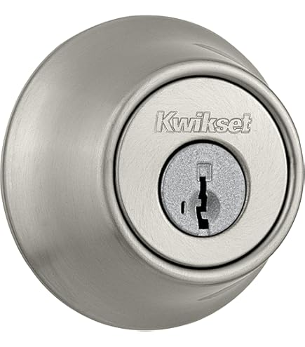 Kwikset Gatelatch Deadbolt Lock, Satin Chrome Round Keyed on