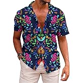 KYKU Mexico Shirt for Men Funny Beach Shirts Hawaiian Button Down Short Sleeve